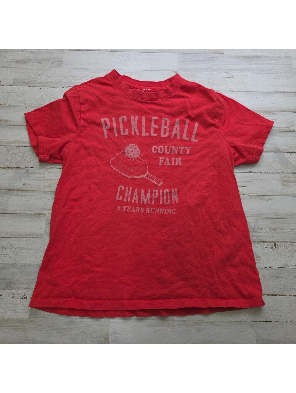 Women's American Eagle Graphic Tee - "Pickleball County Fair Champion" MED